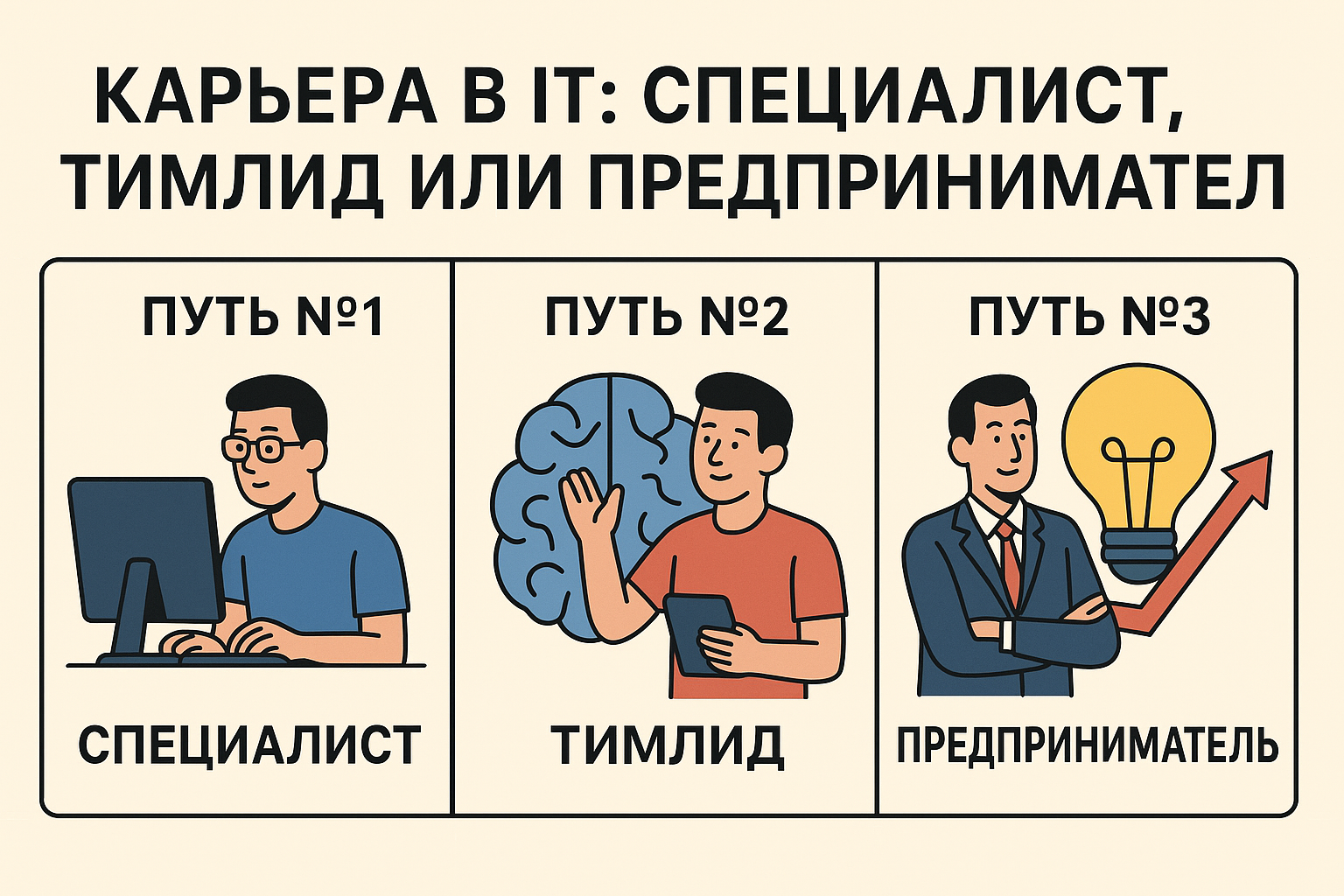 Карьера в IT: специалист, тимлид или предприниматель? – разные пути и как понять свой.